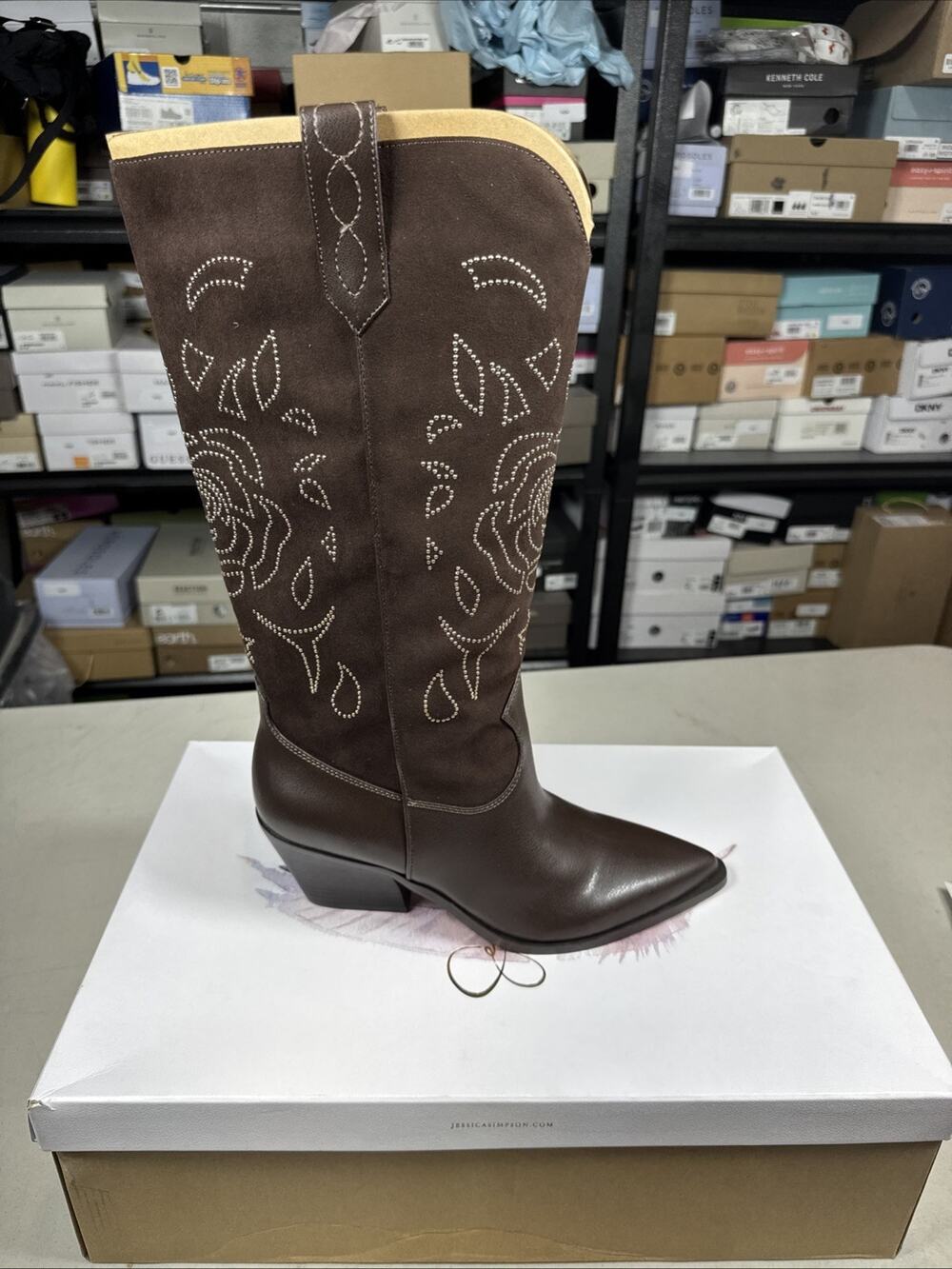 Women's 11 Jessica Simpson Zodra Embroidered Western Knee Boot, Slumber Brown